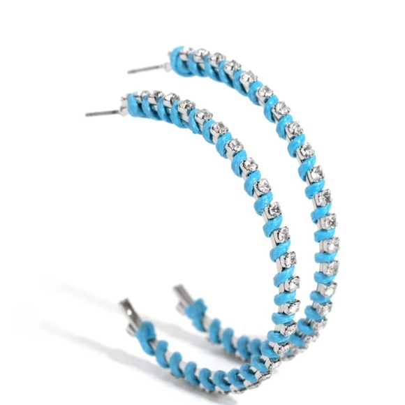 Put a String on it Blue Hoop Earrings - Picture 3 of 3